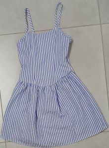 Kids Costumes to Hire - Blue stripe Strappy Dress - 12 Years